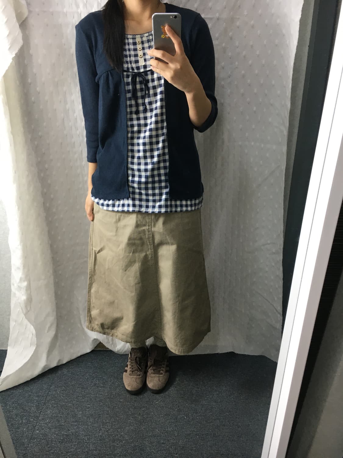 네이비 체크 레이어드 티셔츠 상품이미지5