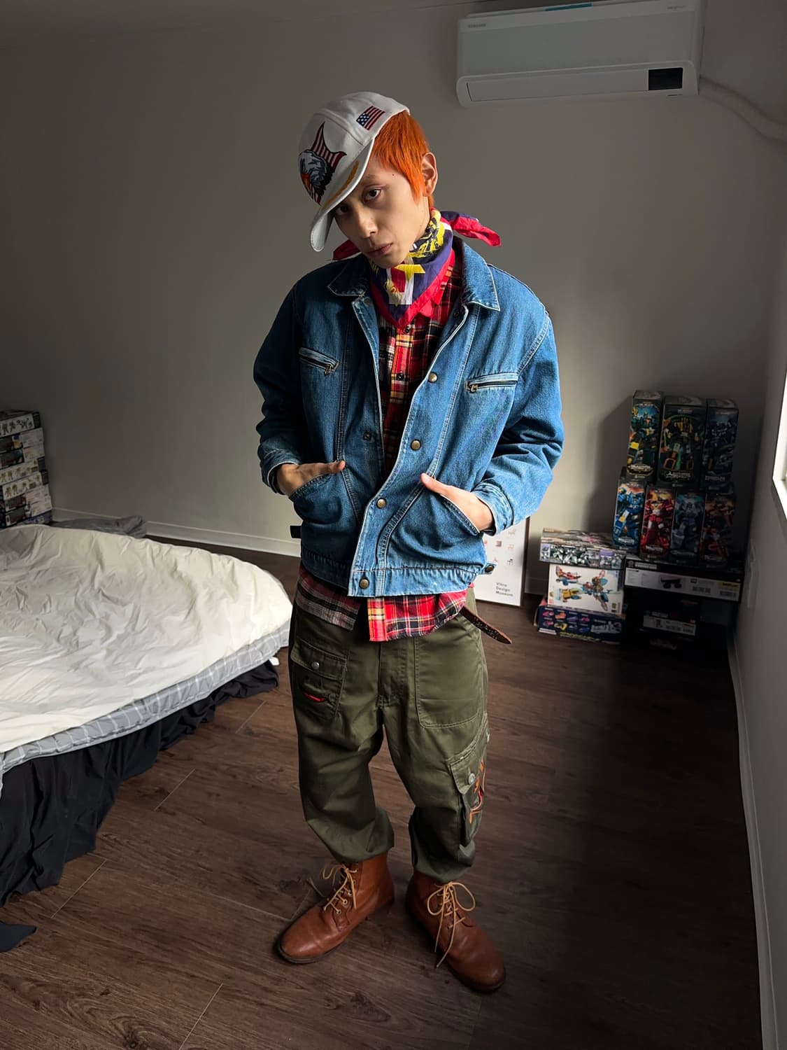 Beams 하프 앤 하프 플레이드 체크 셔 상품이미지3