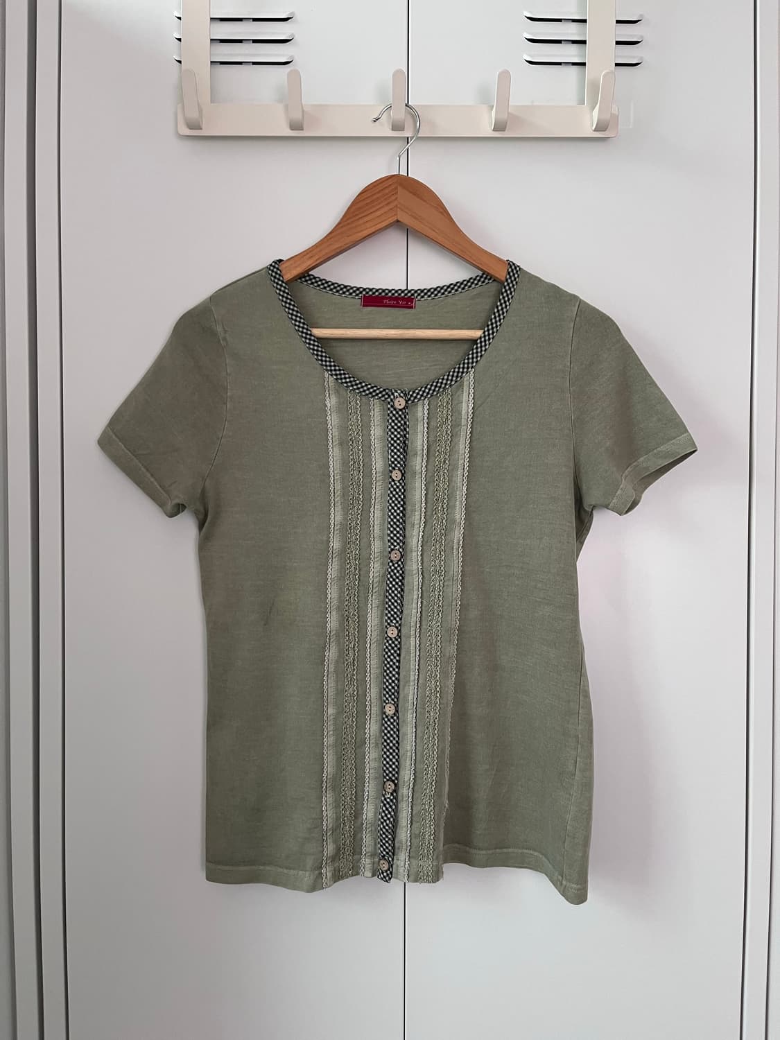 Plaire vie 체크 레이스 바선생 반팔 티셔츠 상품이미지8