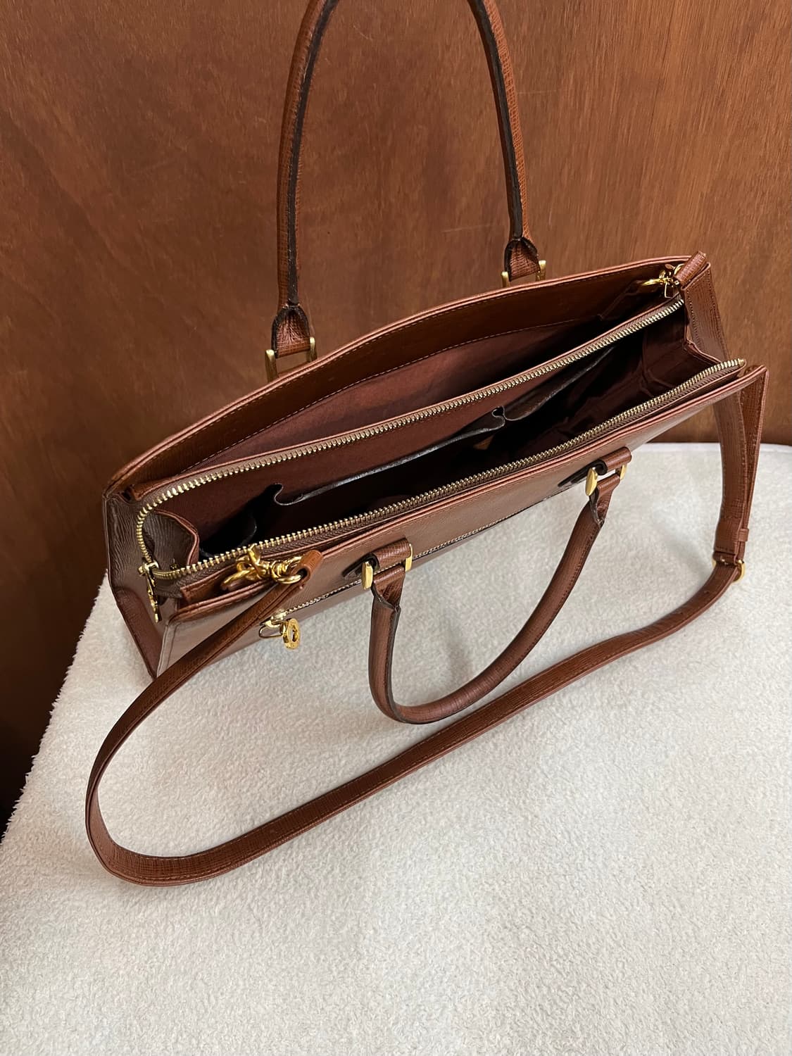 (더스트백)90s COURREGES 꾸레쥬 브리프케이스 라지 브라운 상품이미지9