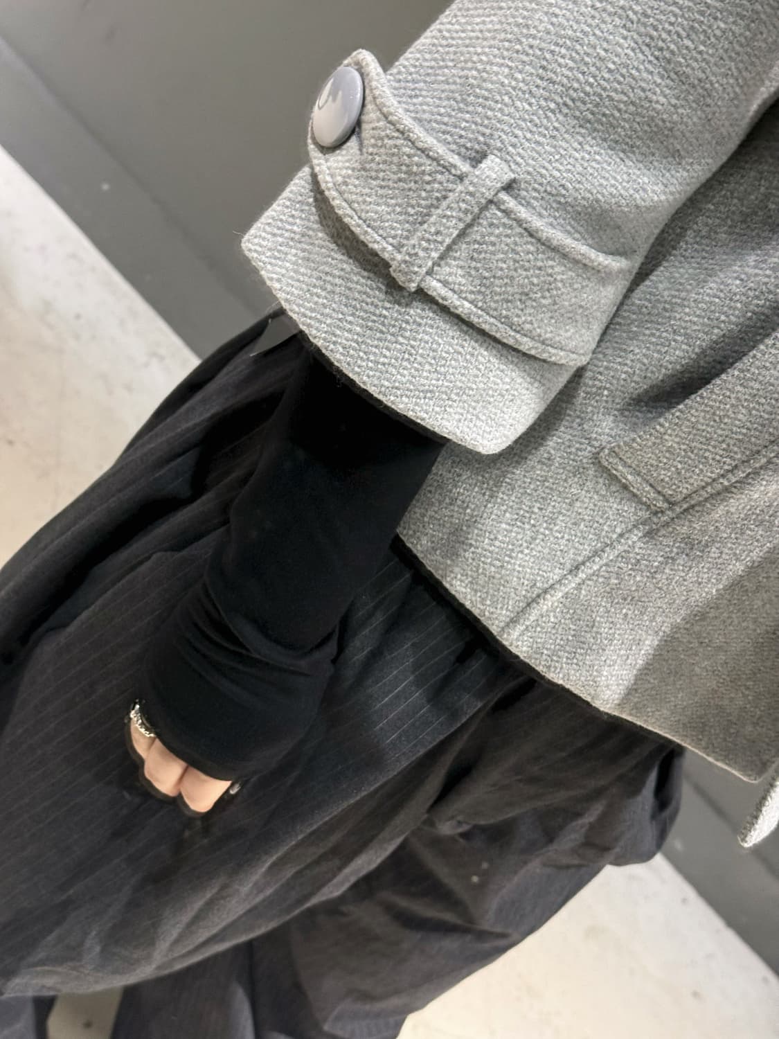 high-neck big button half coat 상품이미지4