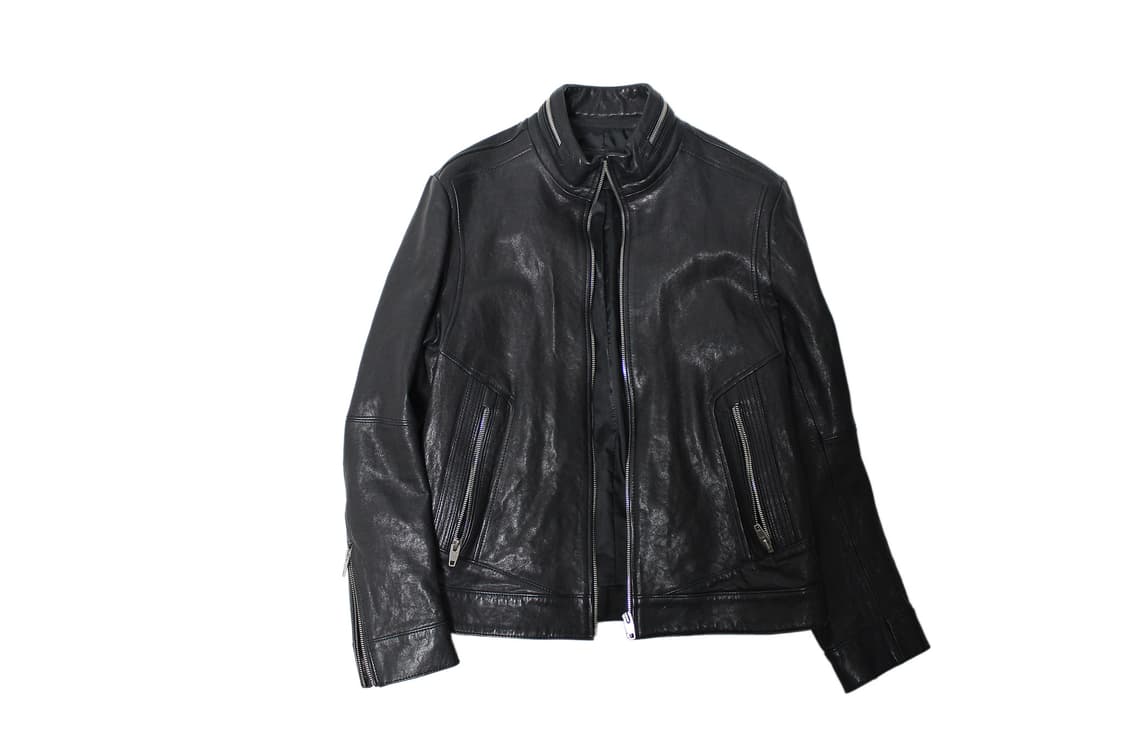 지이크 하이넥 램스킨 싱글레더 자켓 상품이미지7