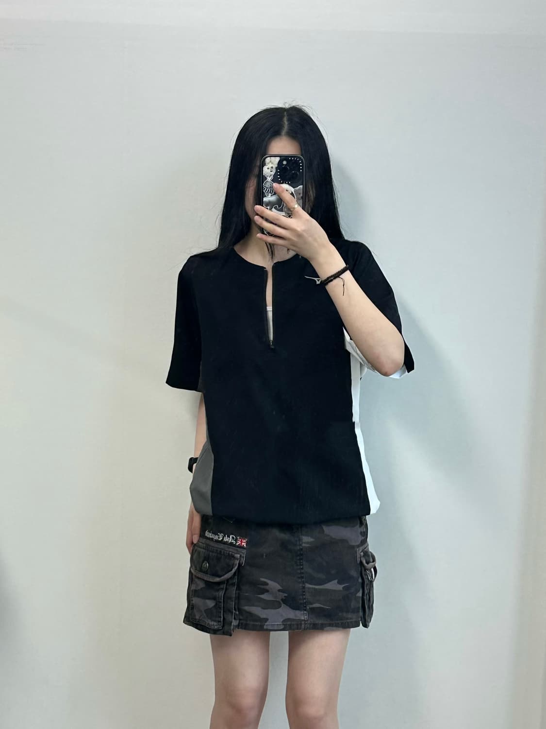미즈노 블랙 하프집업 반팔 웜업 상품이미지1