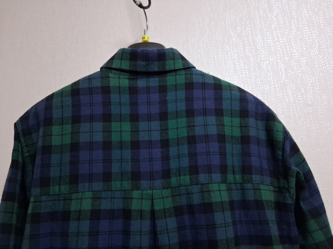 FRED PERRY 네이비그린체크 겨울 면체크  셔츠 원피스 미디 여성  상품이미지5