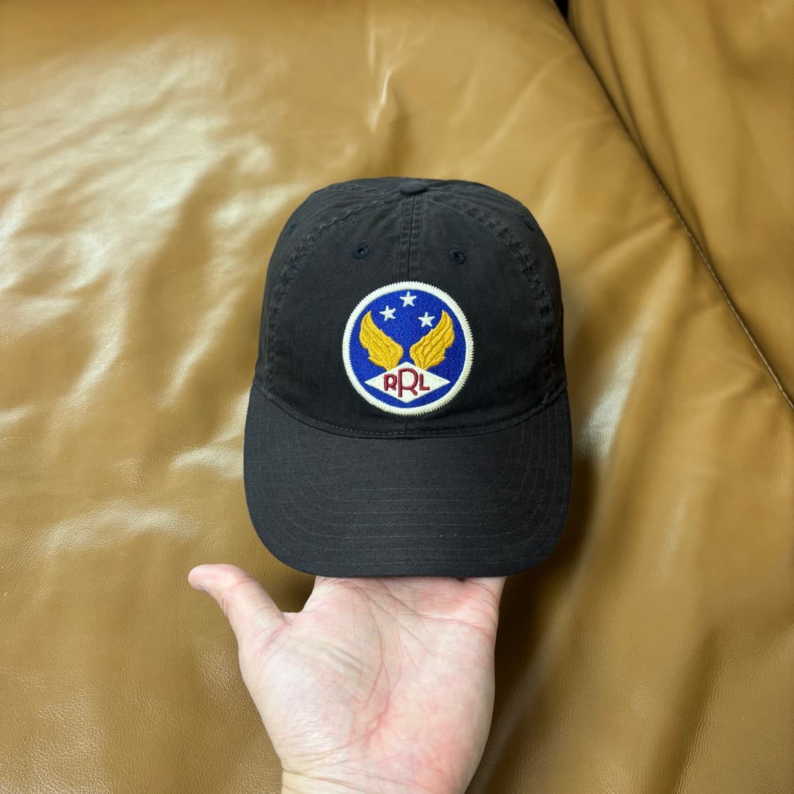 RRL 더블알엘 랄프로렌 폴로 윙로고 6패널 볼캡 모자 워시드 블랙 상품이미지2