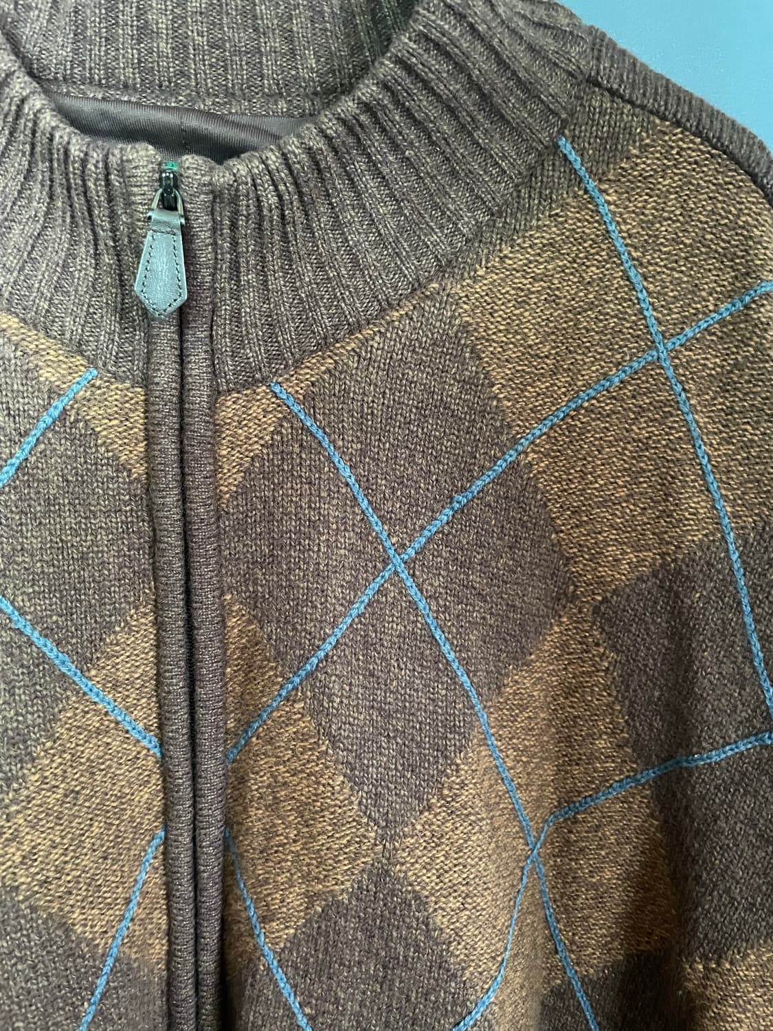 Rogatis 너디 프래피 아가일 뮤트 브라운 울100 니트 상품이미지1