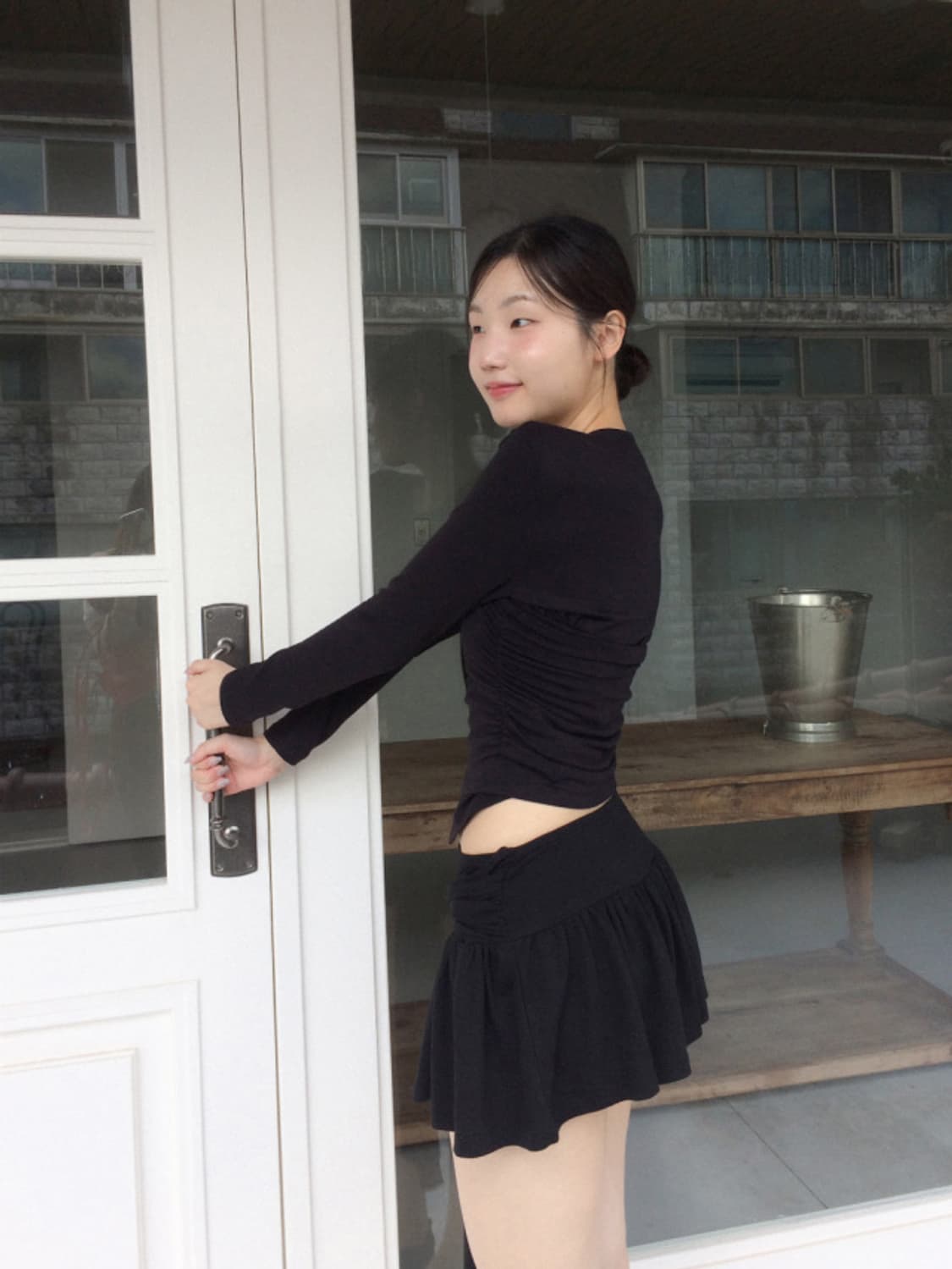 Bold tie skirt (black) 상품이미지3