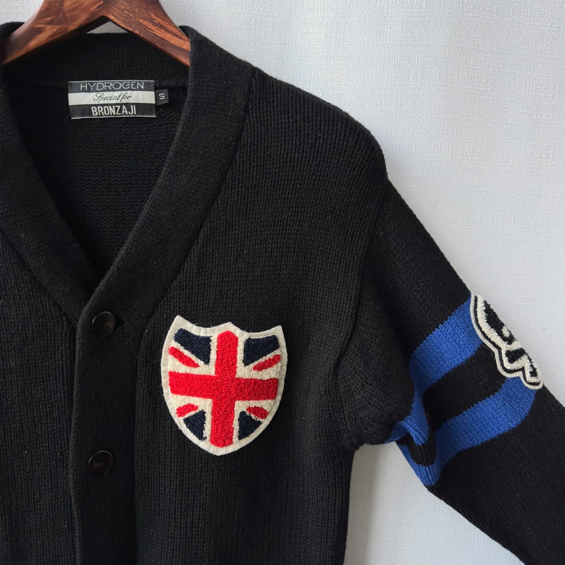 하이드로겐 bronzaji 스컬 유니언잭 패치 울 가디건 블랙 S 상품이미지2