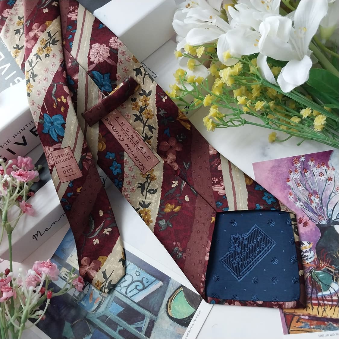 지방시 실크 브라운 플로럴 패턴 넥타이 9.7cm A+등급 K1468
 상품이미지4