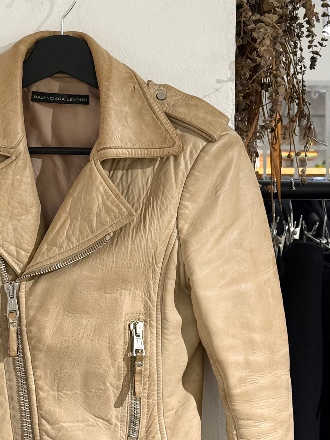 발렌시아가 09s 베이지 모터 램스킨 레더 자켓 상품이미지3