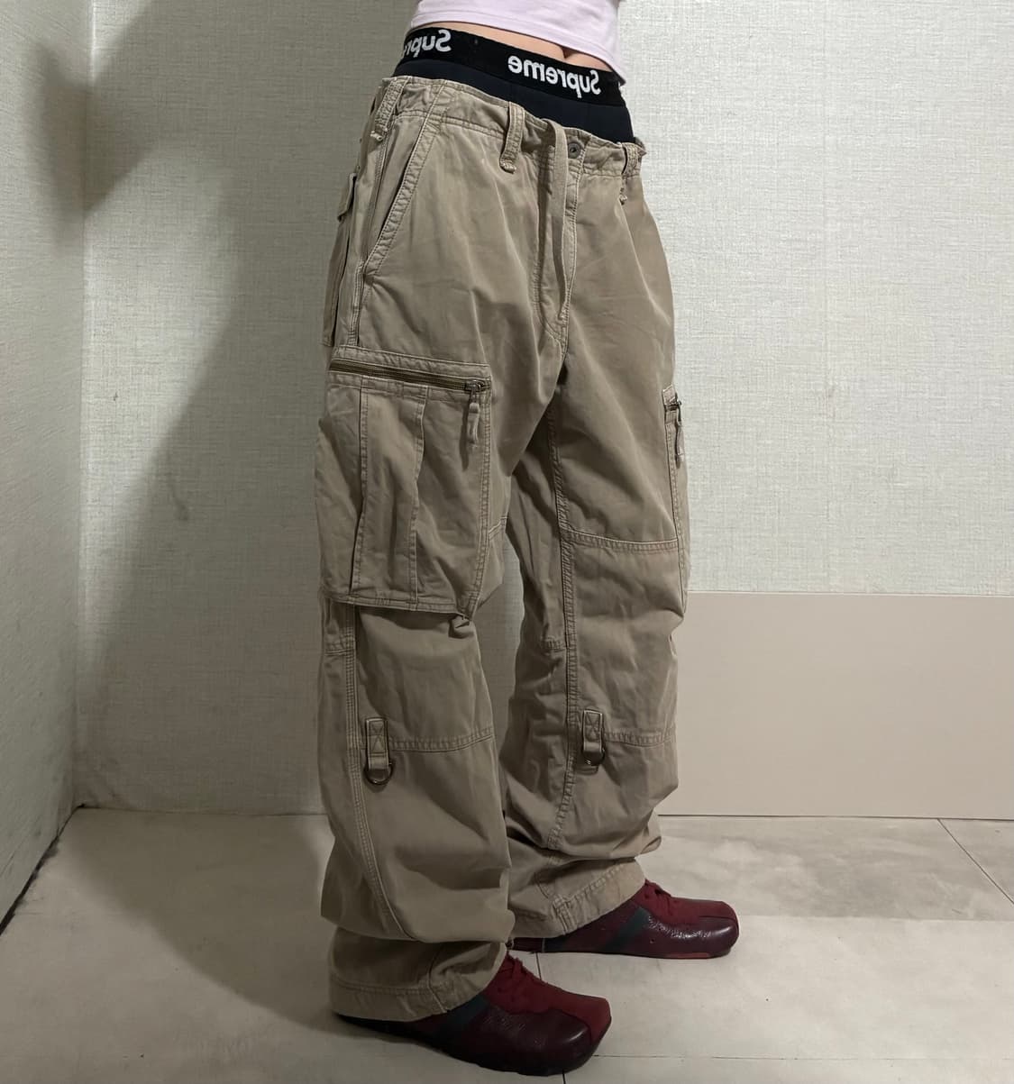 베이지 와이드핏 카고팬츠 상품이미지5