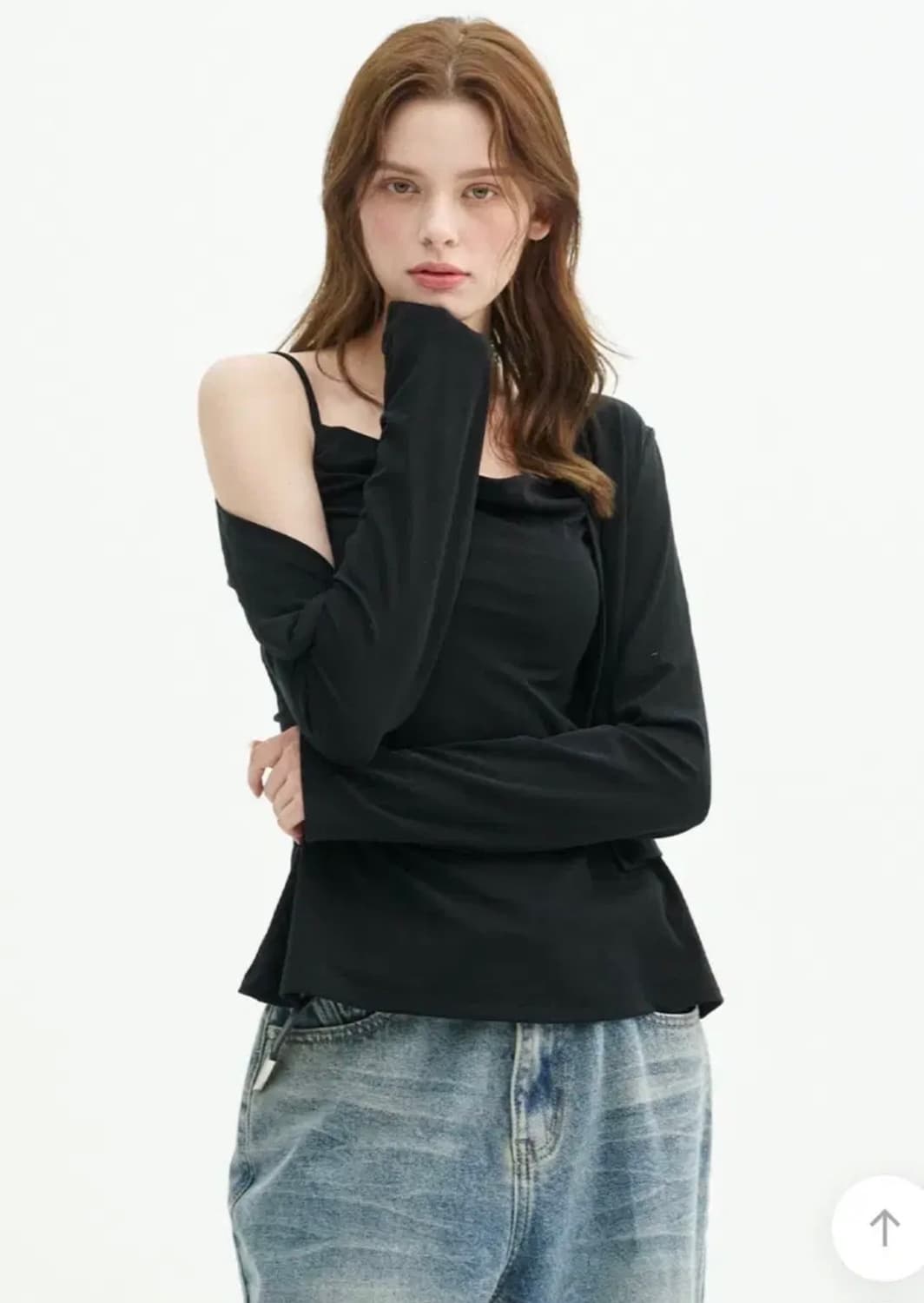 미케네 칼라 플레어 슬리브리스 가디건 셋업  상품이미지1
