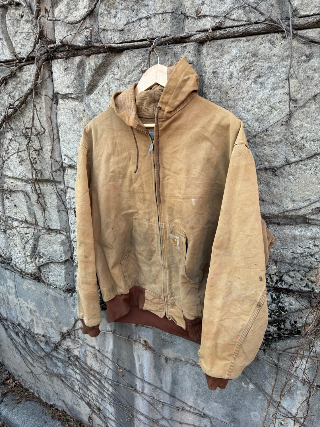 90s 칼하트 빈티지 jr106 하드페이딩 덕 액티브 후드 워크 자켓 상품이미지3