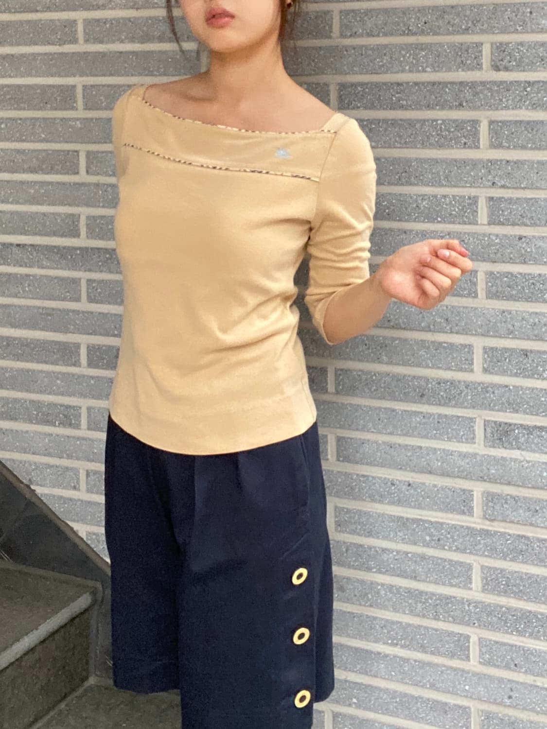 버버리 보트넥 5부 티셔츠 상품이미지2