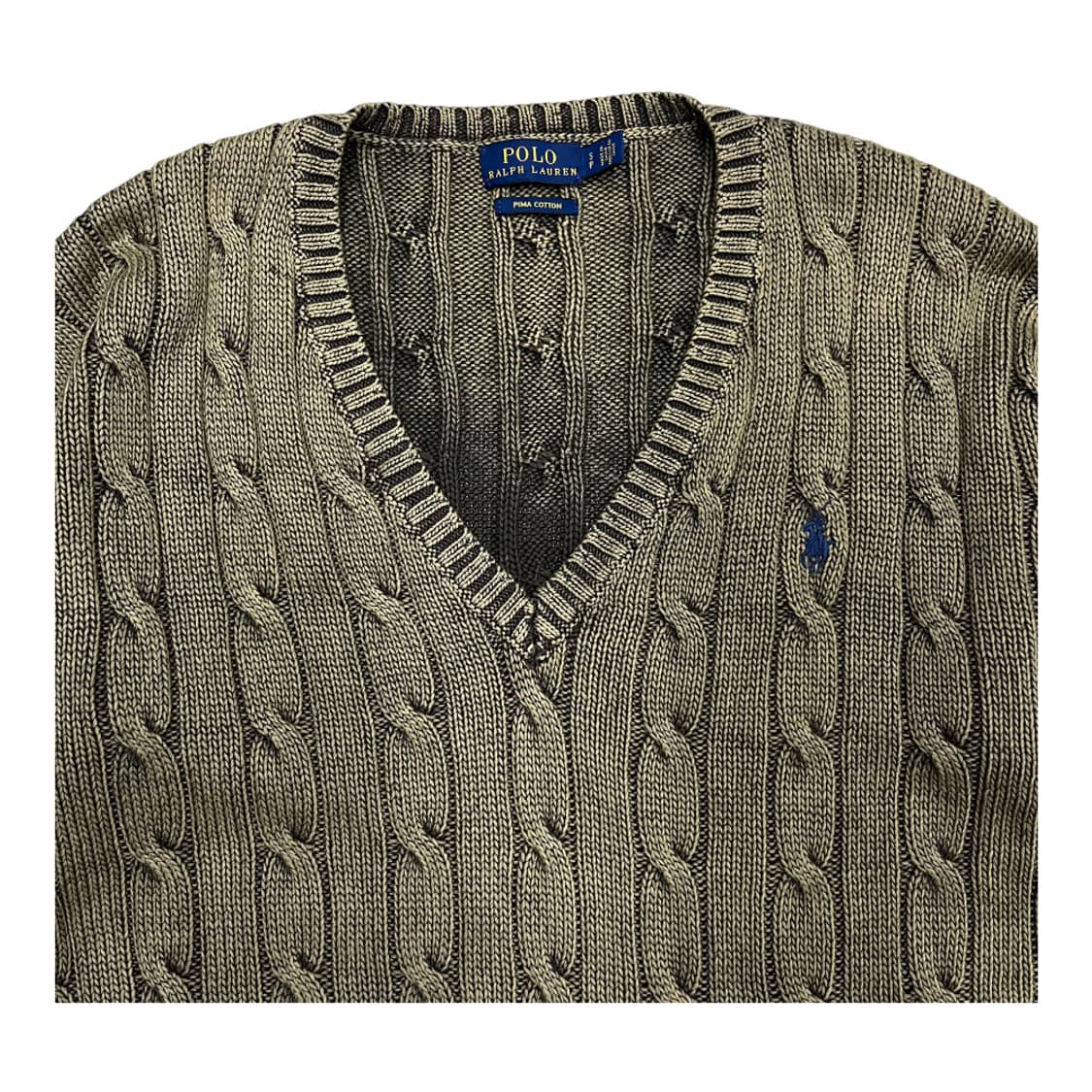 폴로 랄프로렌 카키 꽈배기 브이 니트 S 상품이미지4