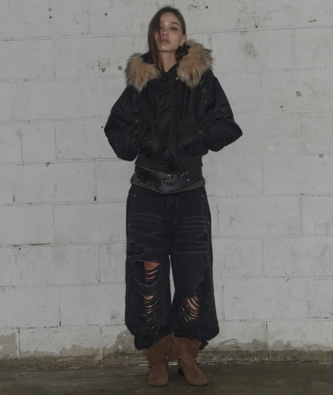 팬시클럽 아일렛 퍼 MA-1 (BLACK) 상품이미지2