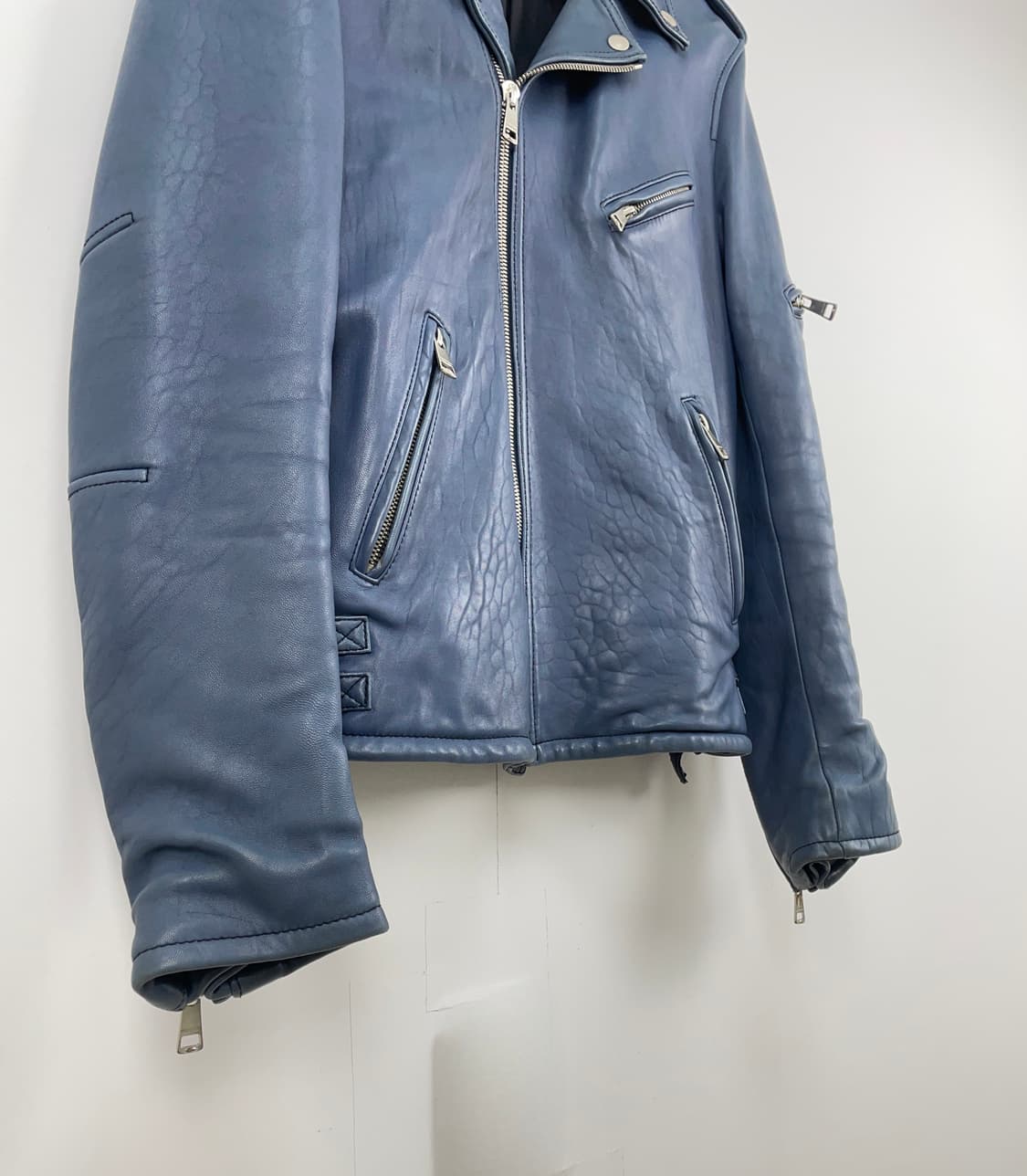 뮤즈룸[MUSEROOM] 램스킨 더블 라이더 레더 자켓 상품이미지6