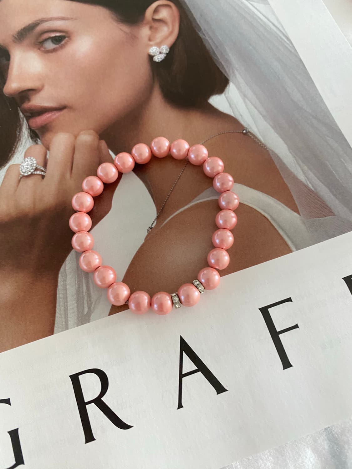 핑크 자석형 진주구슬 팔찌 상품이미지1