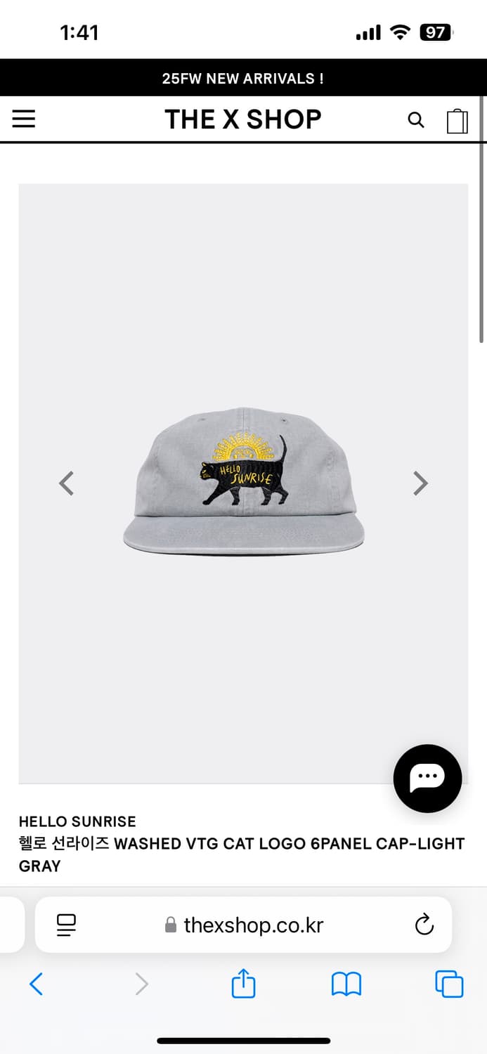 헬로 선라이즈 WASHED VTG CAT LOGO 6PANEL CAP 상품이미지1