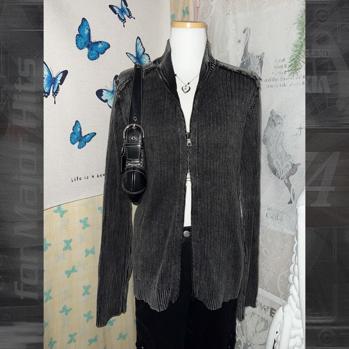 아르마니 익스체인지 Y2K 투웨이 니트 집업 상품이미지3