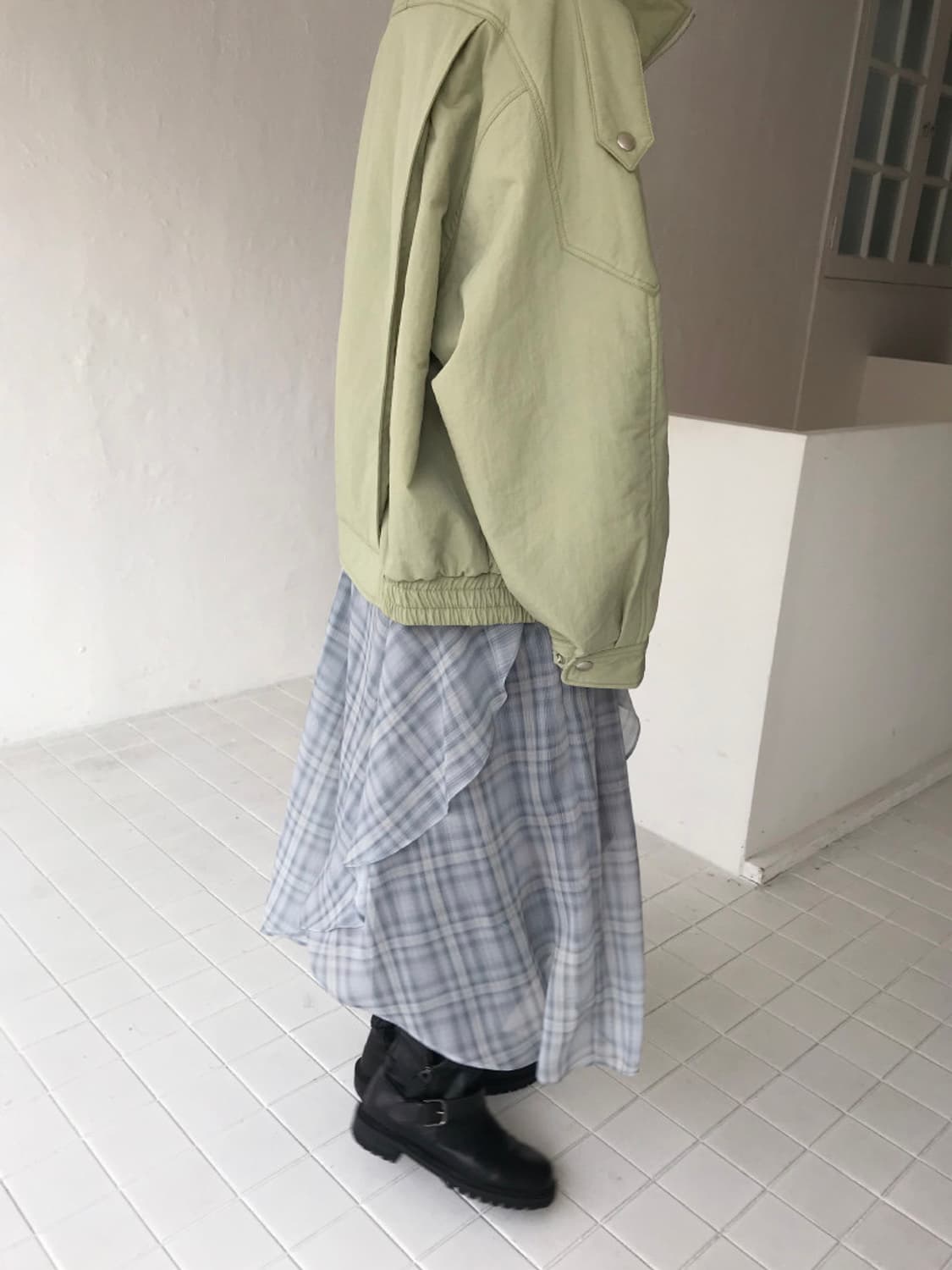 마크들리 레이어드 체크 고퀄 쉬폰 원피스 상품이미지4