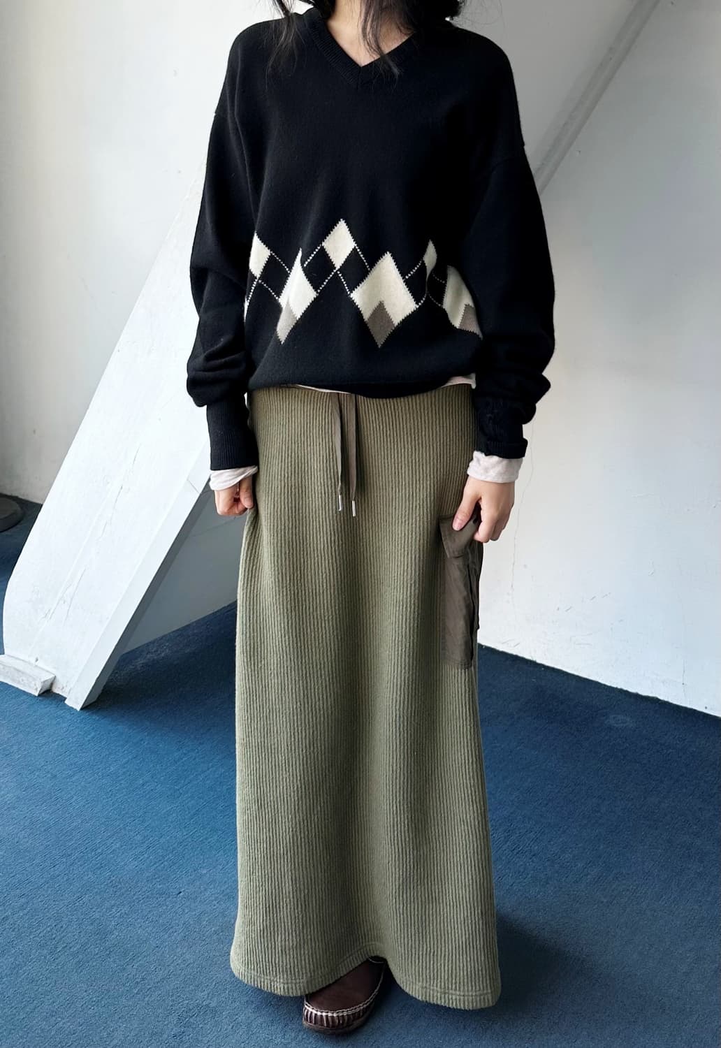 Knit fabric mil design loose skirt 상품이미지7