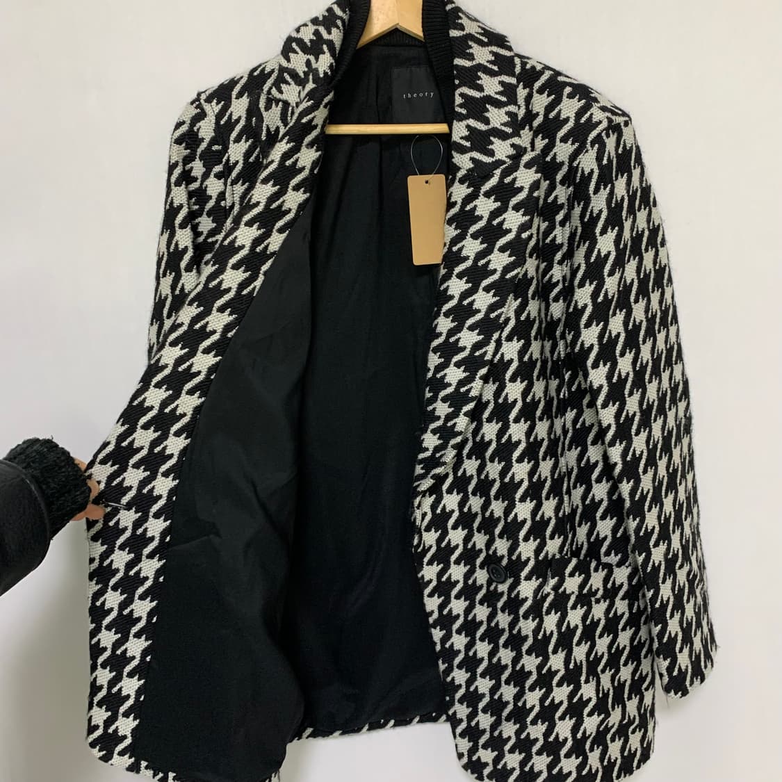 띠어리 원버튼 빈티지 하운드투스 체크 자켓 숏코트 상품이미지5