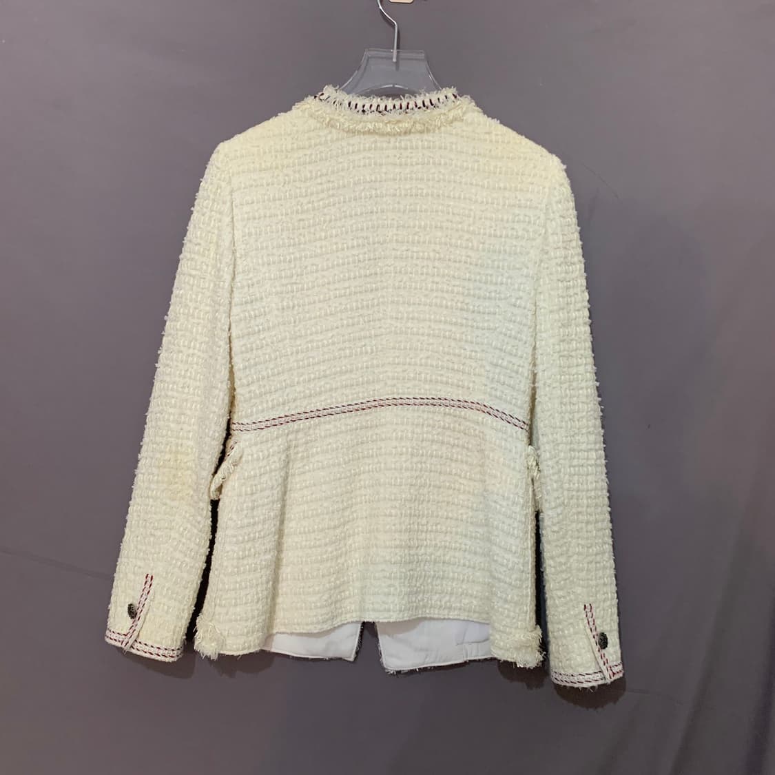 82 OBZEE 오브제 아이보리 브레이드 트리밍 트위드 자켓 상품이미지3