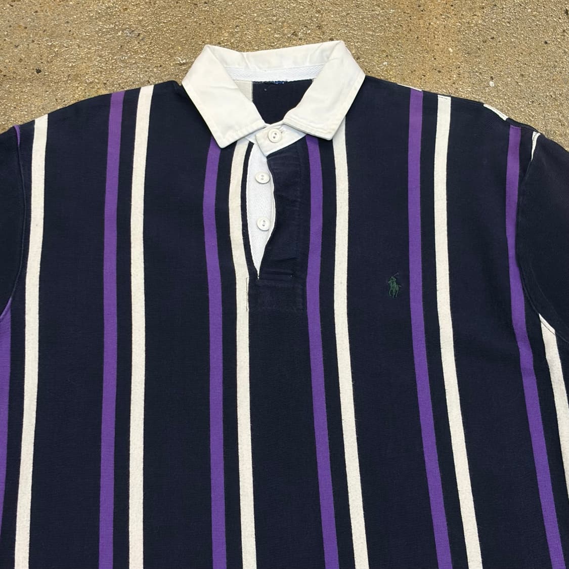 레어 90s 미국 빈티지 폴로랄프로렌 스트라이프 럭비티 카라티  상품이미지2