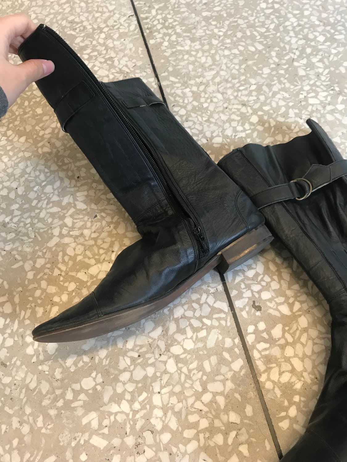 Vintage Pointed Leather Long Boots  상품이미지6
