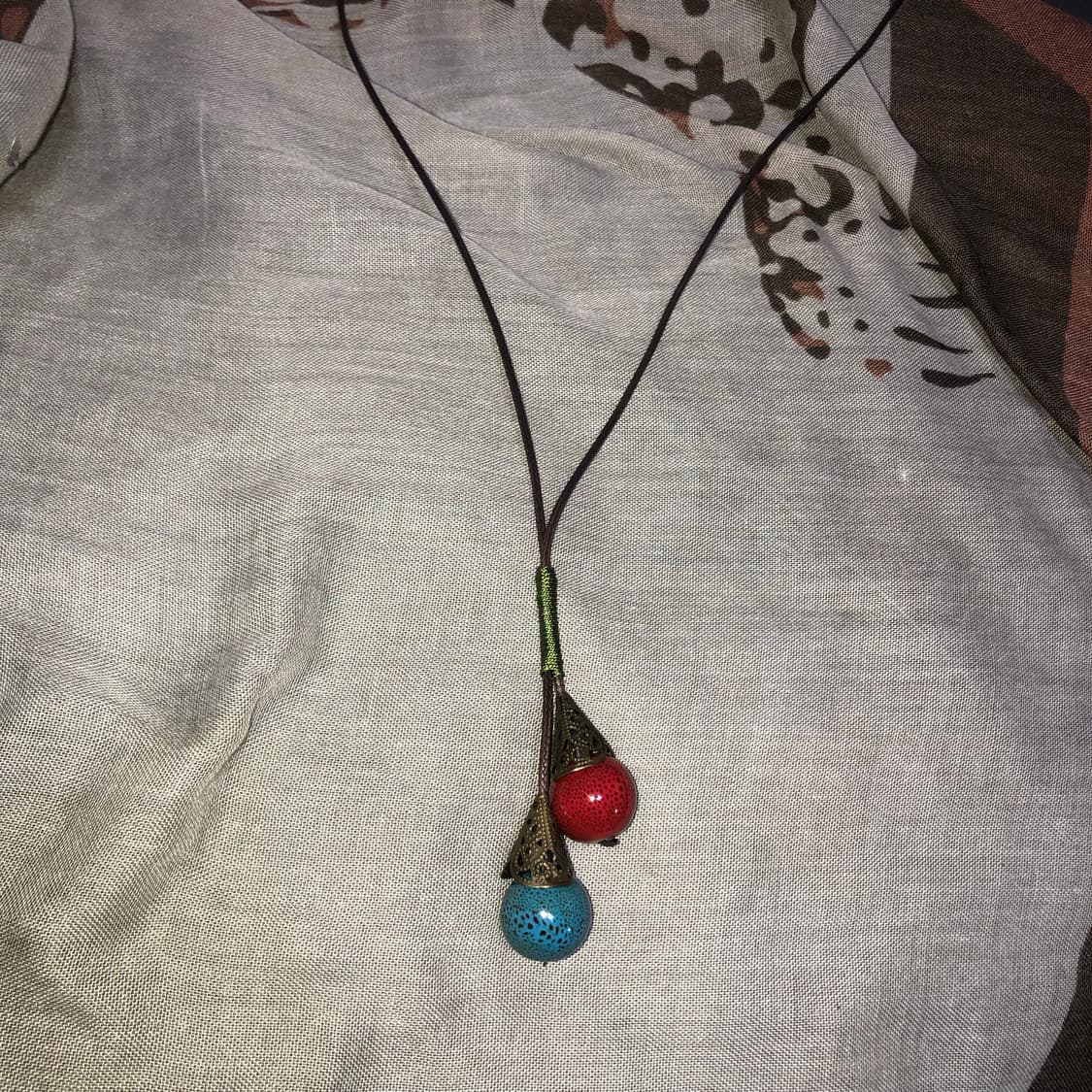 빈티지 레드 블루 롱목걸이 오리엔탈 하구미 모리걸 페어리 상품이미지2