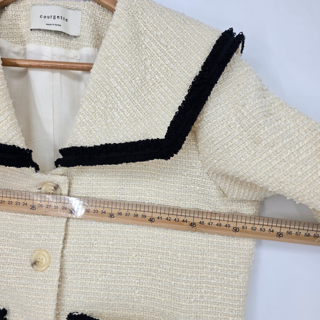Courgette 아이보리 트위드 세일러 카라 자켓 상품이미지4
