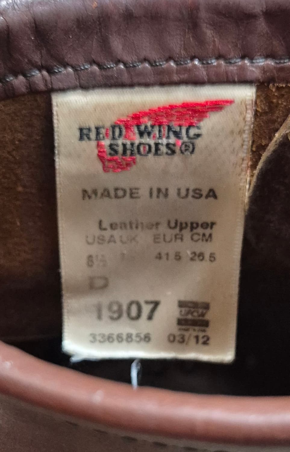 레드윙 1907 목토 부츠 비브람 솔스왑 (8.5D) 상품이미지7