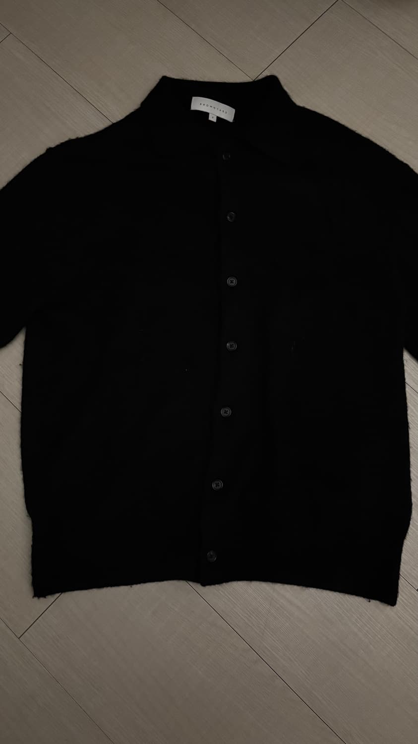 브라운야드 알파카 카라 가디건, 블랙 상품이미지2