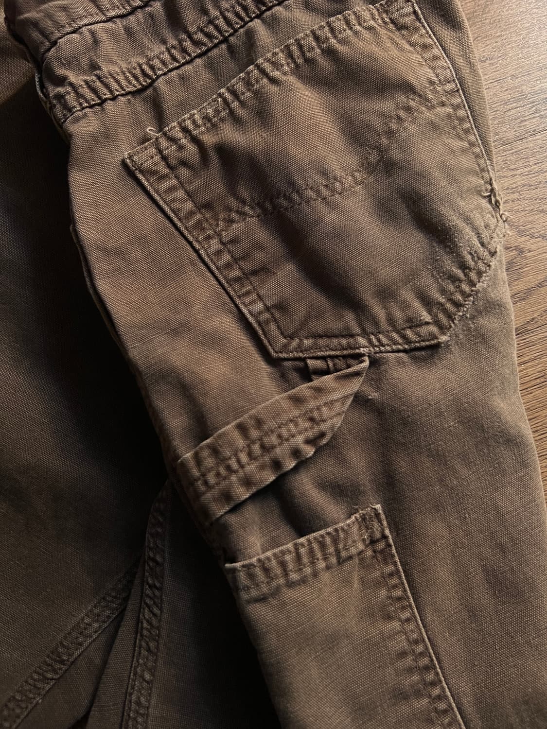 [36]칼하트 USA 빈티지 워싱 다크브라운 싱글니 워크 팬츠 상품이미지6