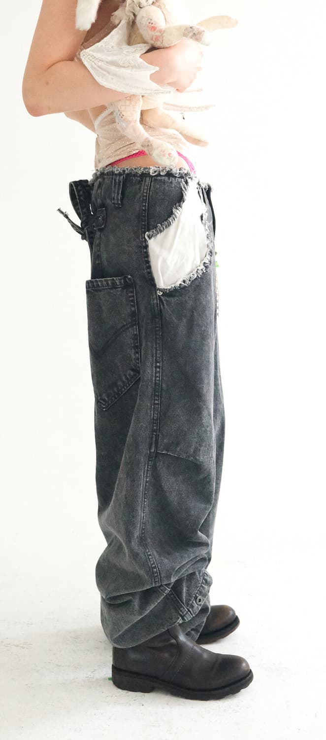 샵페어리cut-off denim maxi pants (black) 새상품 상품이미지7