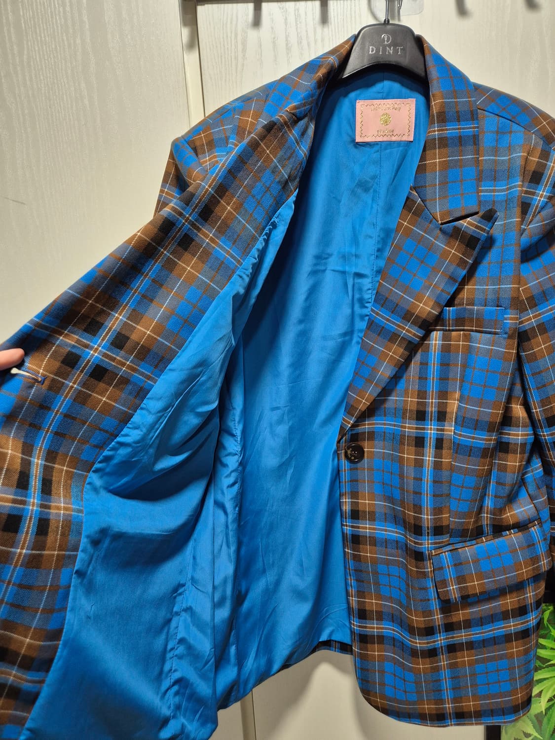 (새상품)DINT 딘트 체크 자켓 블루 브라운 상품이미지8