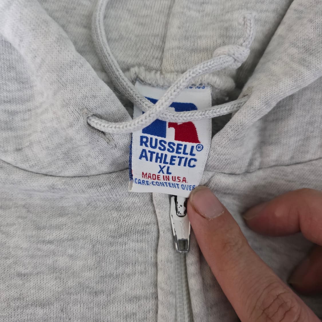 [XL] 90s USA 빈티지 러셀 애슬레틱 후드집업 라이트그레이 미듐 상품이미지8