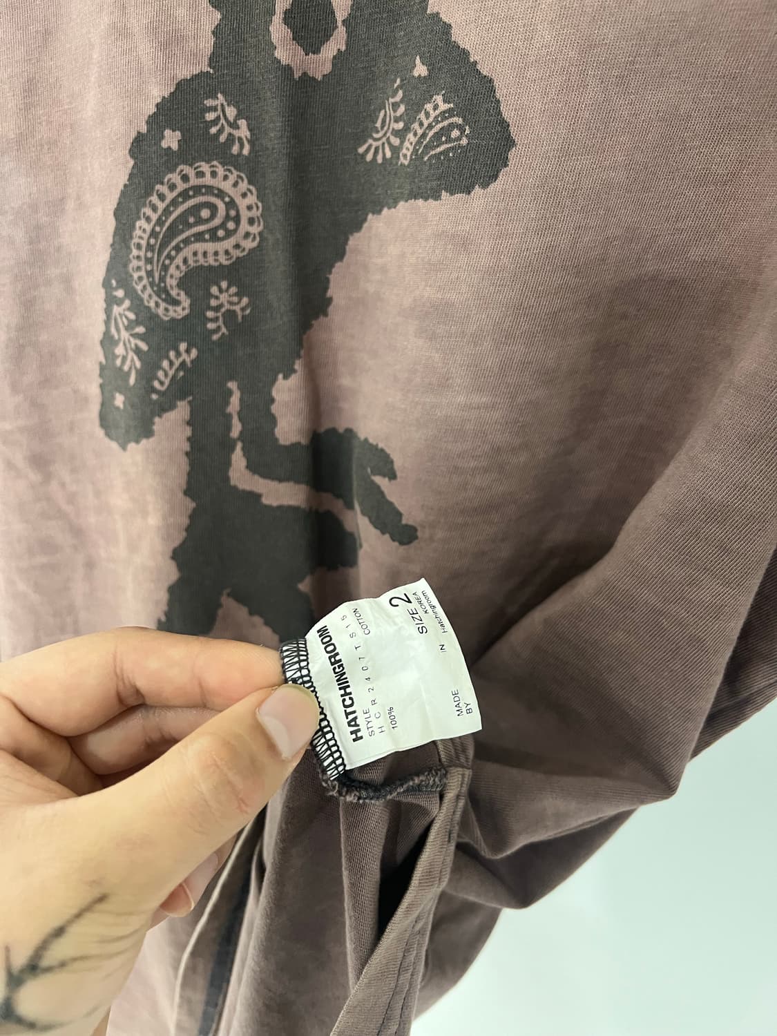 해칭룸 페이즐리 버드티 워시드 퍼플 차콜 상품이미지6