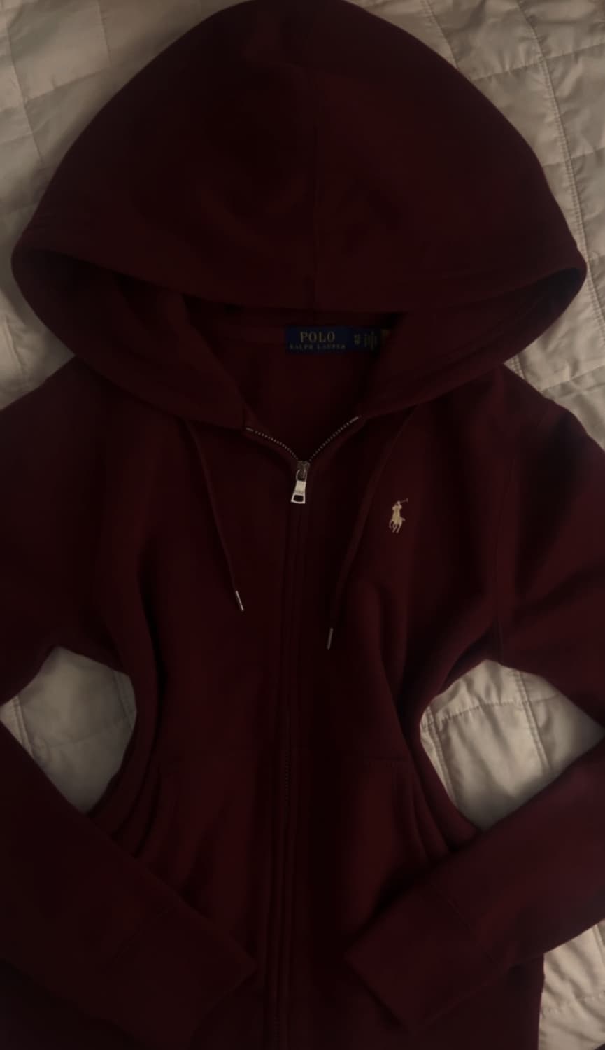 폴로 버건디 딱붙핏 후드집업 상품이미지1