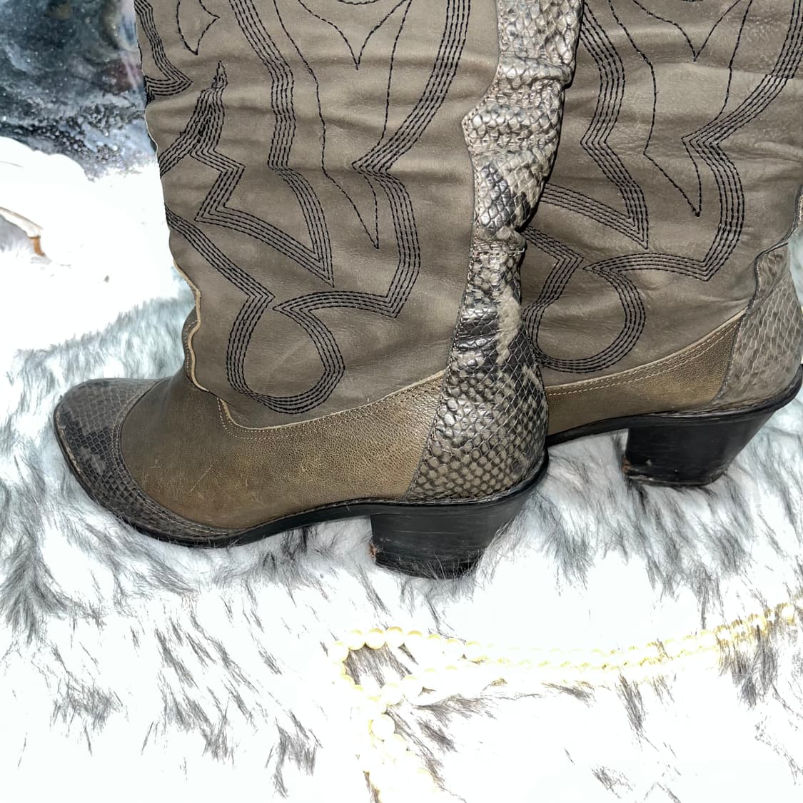 빈티지 카키 파에톤 웨스턴 부츠 상품이미지3