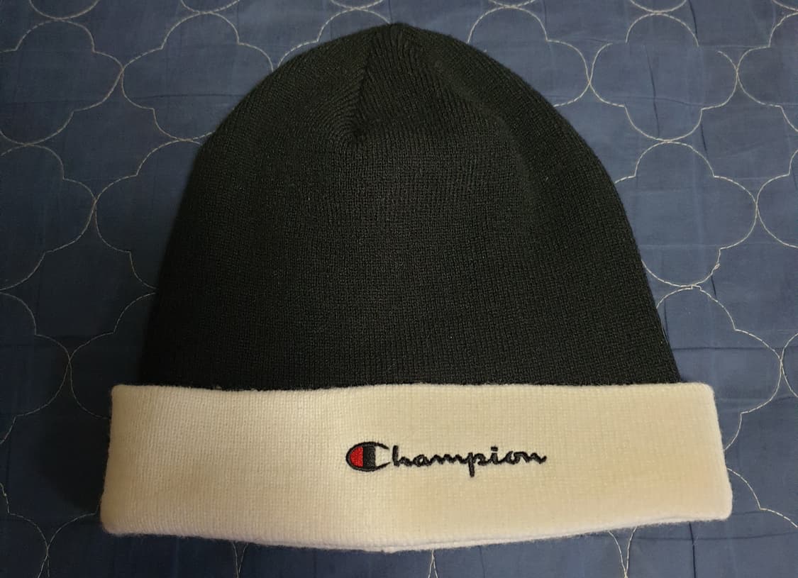 챔피온 자수로고 비니 블랙&화이트 상품이미지1