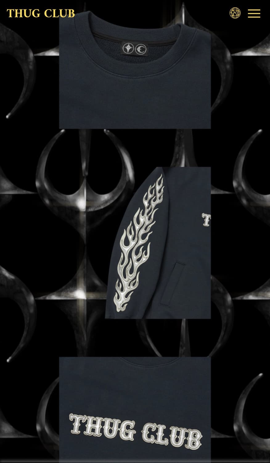 떠그클럽 레더 플레임 후디 -2size- 네이비 (미착용 새상품) 상품이미지6