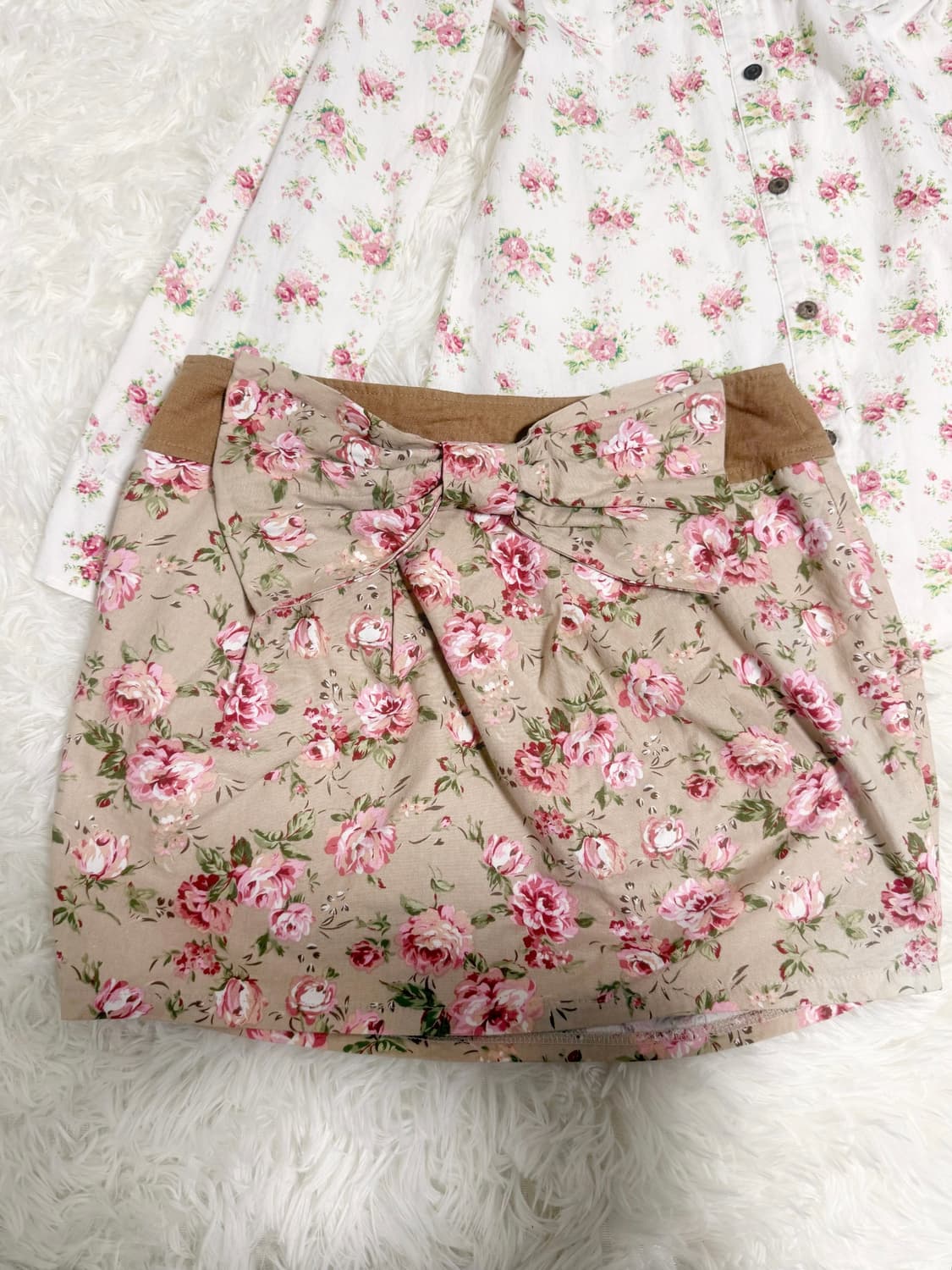 리즈리사 플로럴 셔츠 왕리본 스커트 세트 큐롯 라떼갸루 히메갸루 오네갸루 상품이미지5