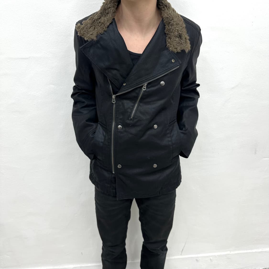 Coated fur rider jacket 상품이미지2