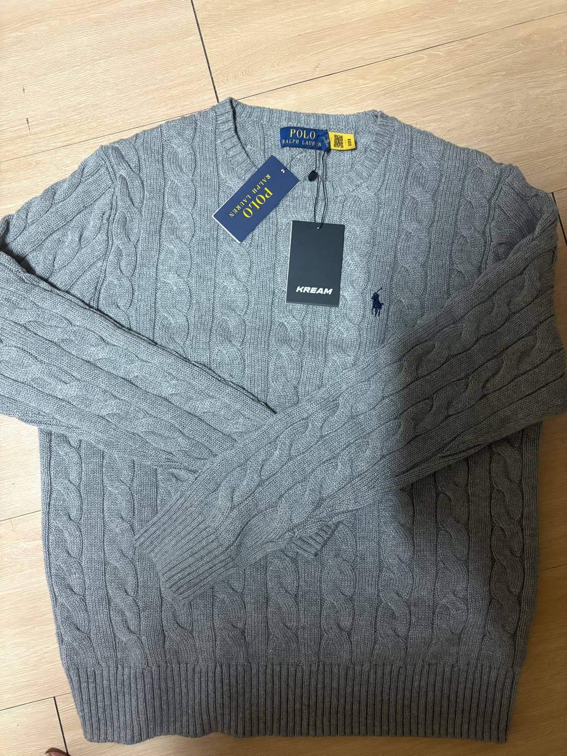 폴로 랄프로렌 케이블 꽈배기 니트 새상품 qr가능 크림 구매제품 상품이미지1