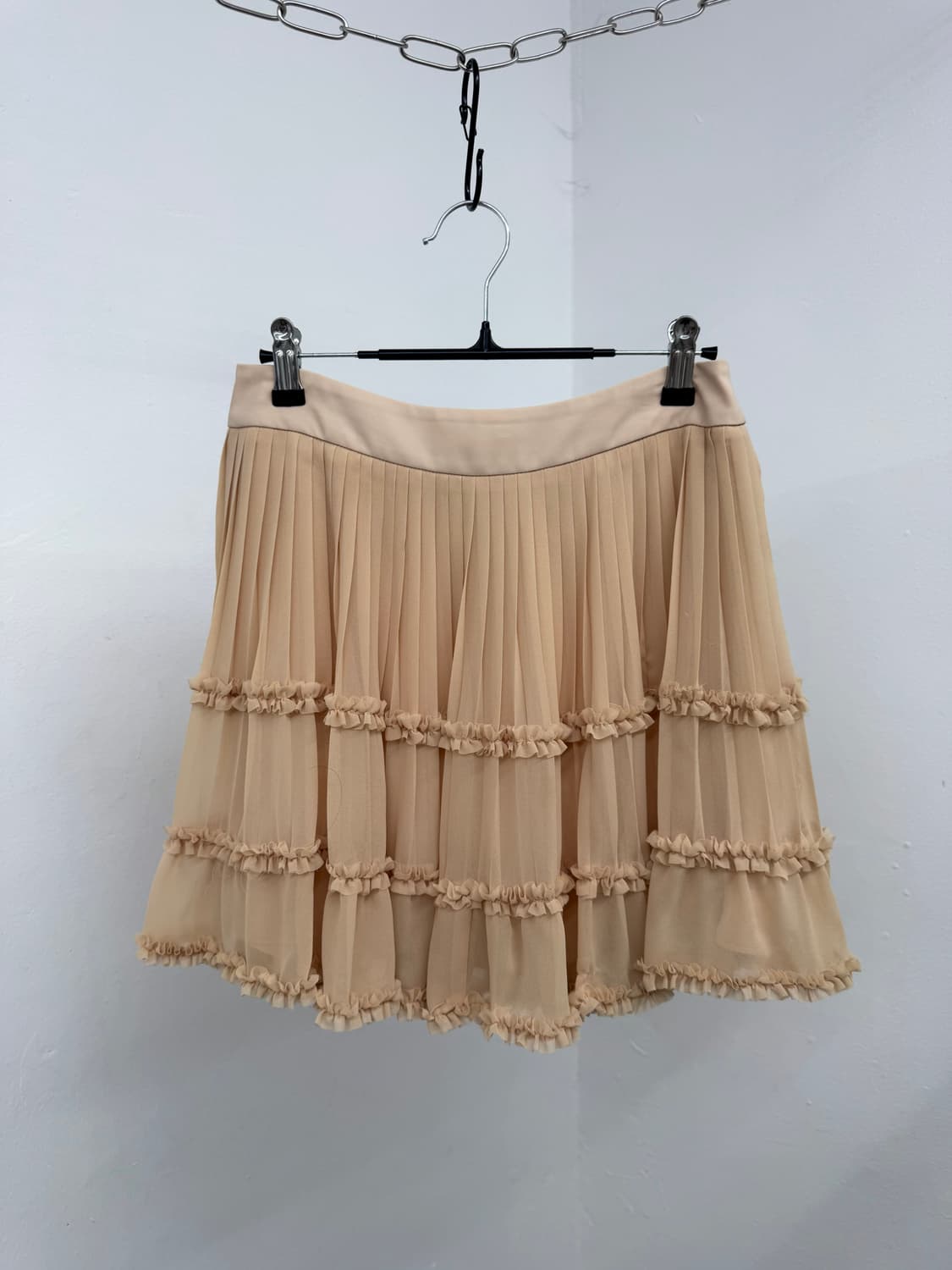 베이지 플리츠 프릴 스커트 상품이미지4