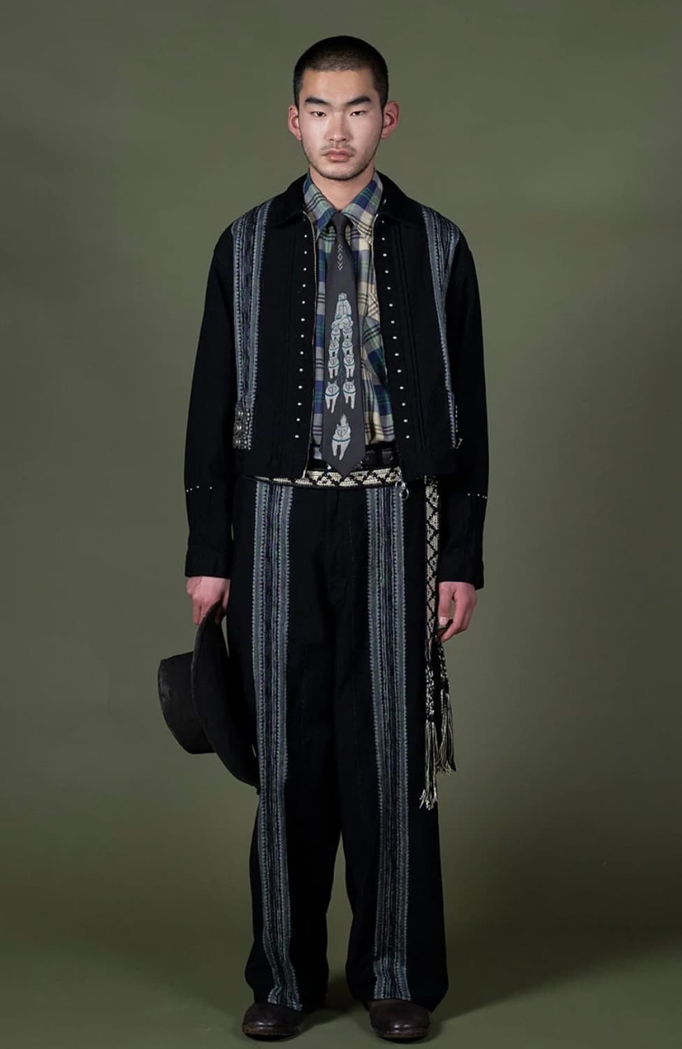 2) 캐피탈 12온즈 애로우 패턴 자카드 데님 배기 팬츠 블랙 야가수리 상품이미지2