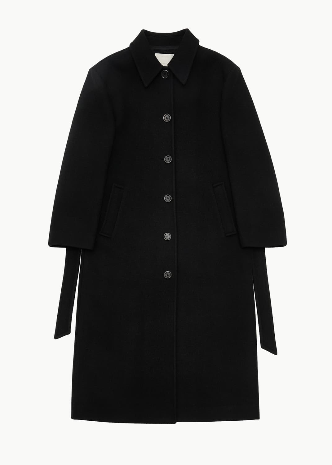 아모멘토 25FW 싱글 브레스트 롱코트 블랙 상품이미지3