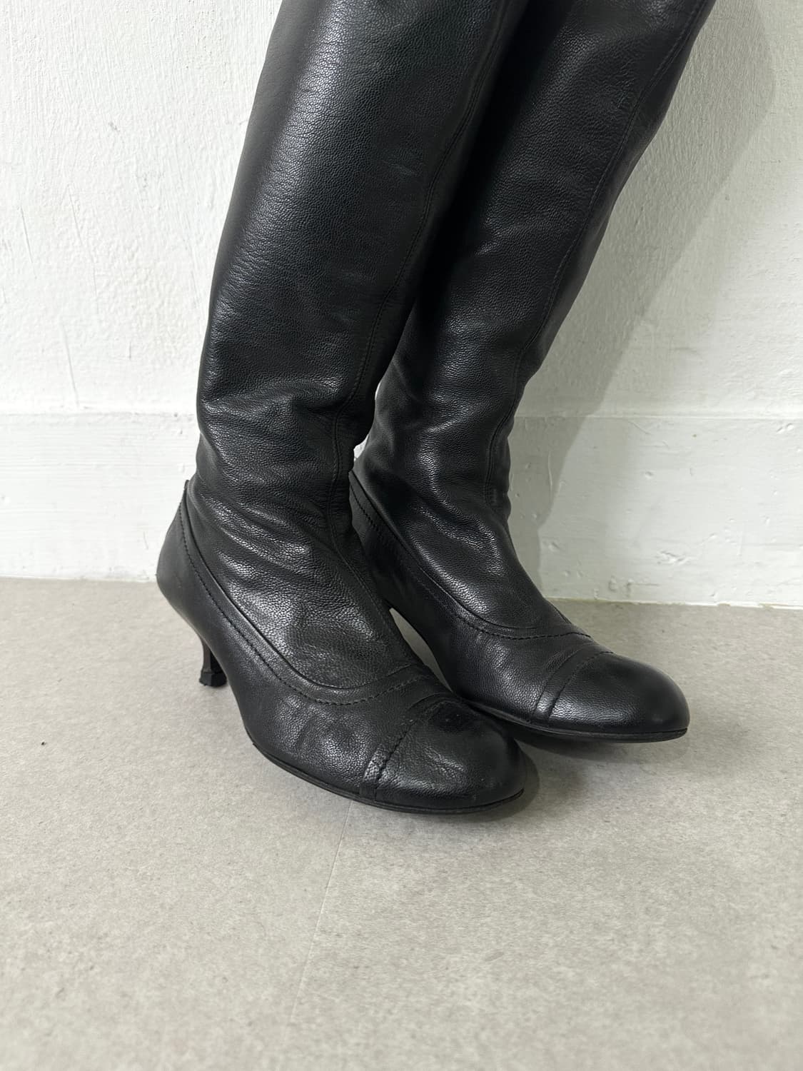 랑방 발레코어 키튼힐 레더 롱부츠 상품이미지4